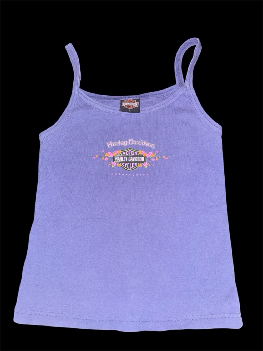 Vintage 90’s Harley-Davidson blue Floral Logo Spaghetti-Strap Tank